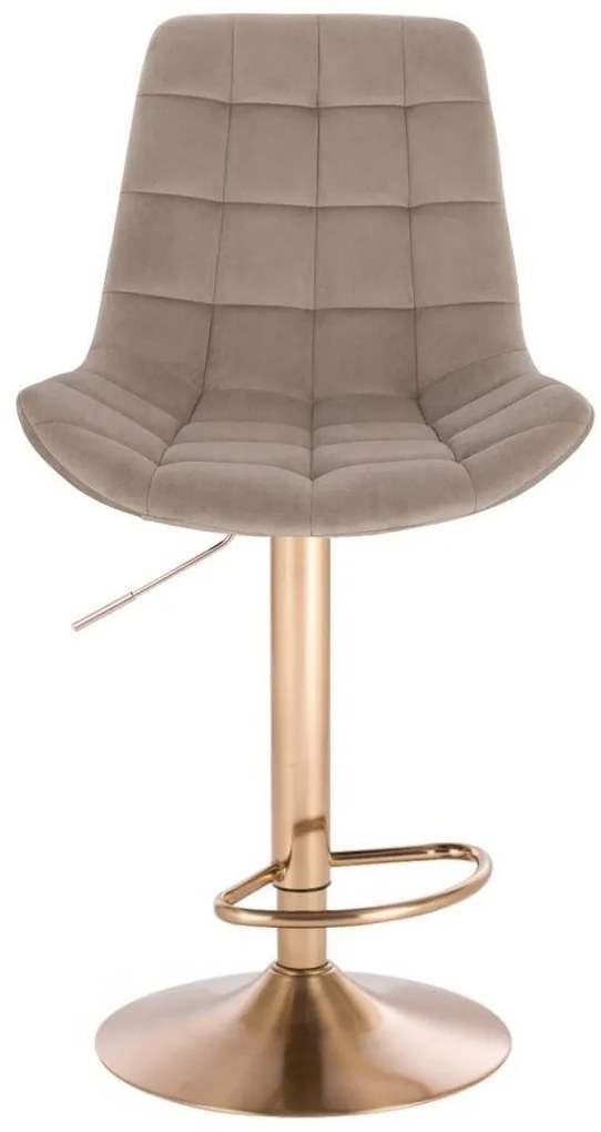 LuxuryForm DESIGN Barová stolička PARIS VELUR na zlatom tanieri - latte