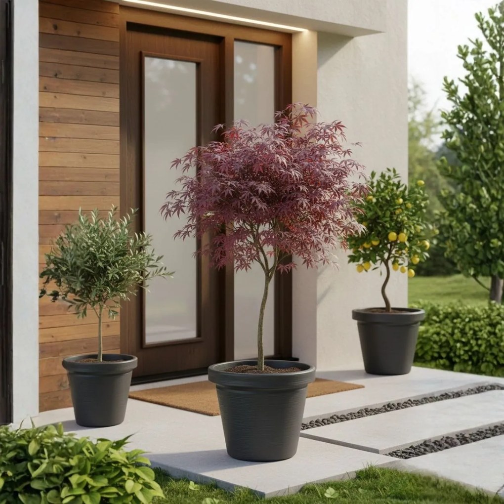 PLASTOVÝ KVETINÁČ SRTIA RIFLO 55X48 CM ANTRACITOVÁ