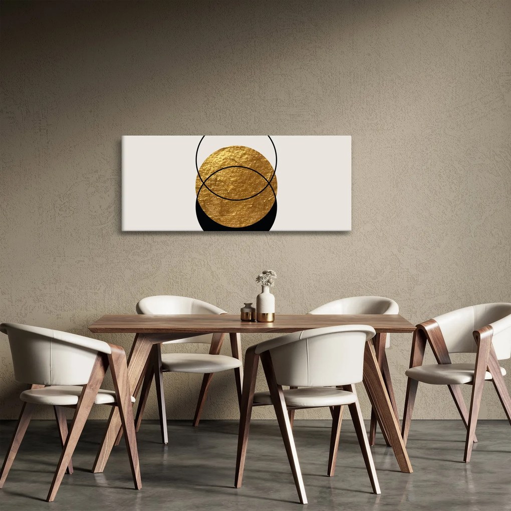 Obraz - Abstrakcia zlatá a biela N⁰2 (120x50 cm)