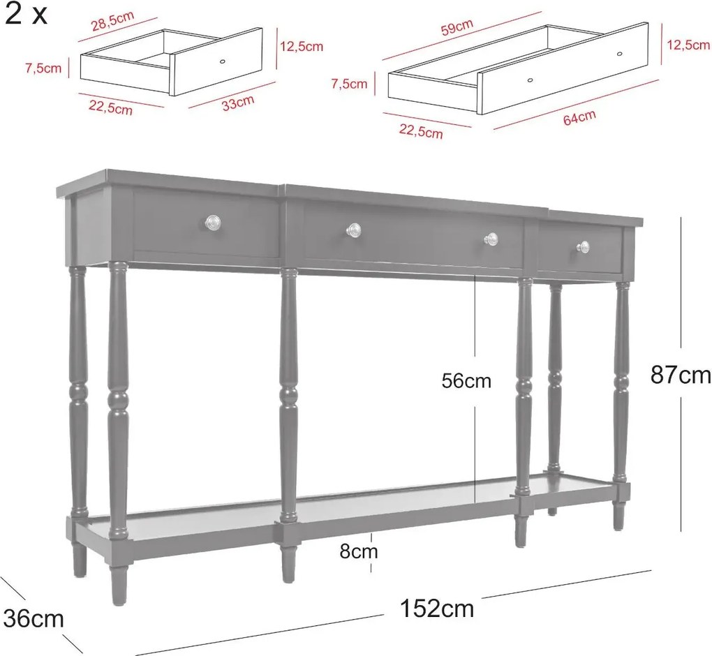Konzolový stolík Avola 152 cm z masívu mahagón