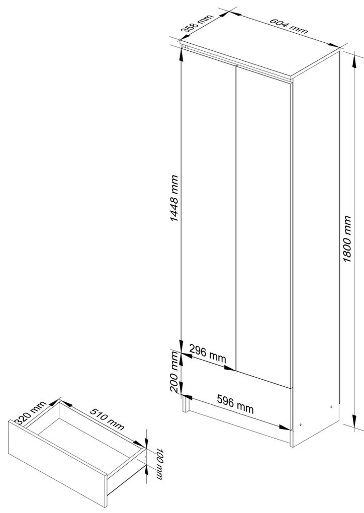 Skriňa Rexa 60 cm dub sonoma/biela