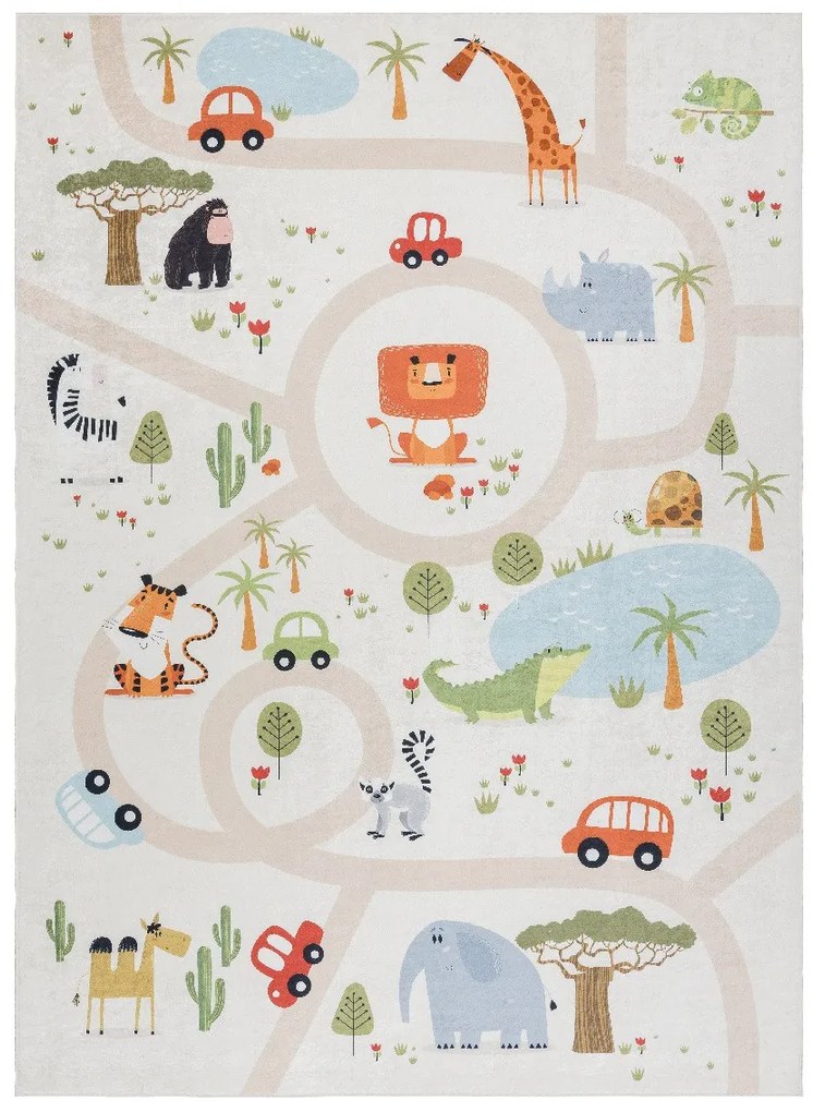 Dywany Łuszczów, Detský kusový koberec Bambino 1165 Zoo, 160x220, viacfarebná, detská izba