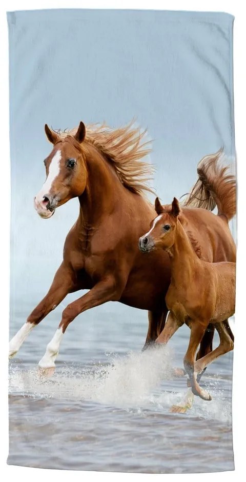 Modrá/hnedá detská zamatová plážová osuška 75x150 cm Free – Good Morning