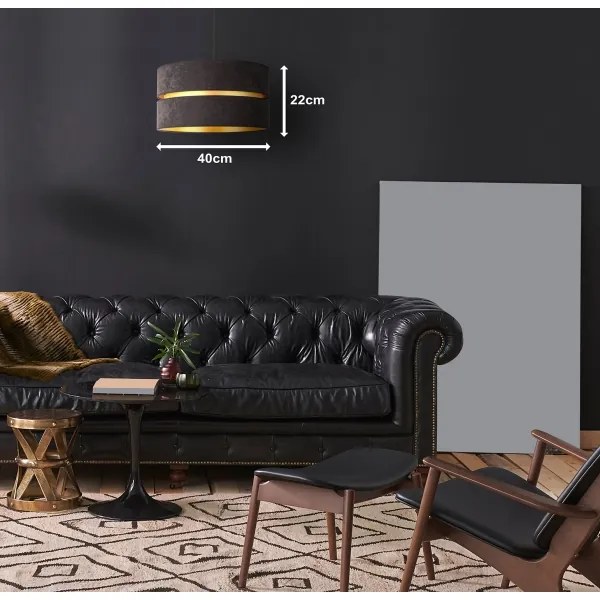 Duolla - Luster na lanku DUO 1xE27/15W/230V pr. 40 cm čierna/zlatá