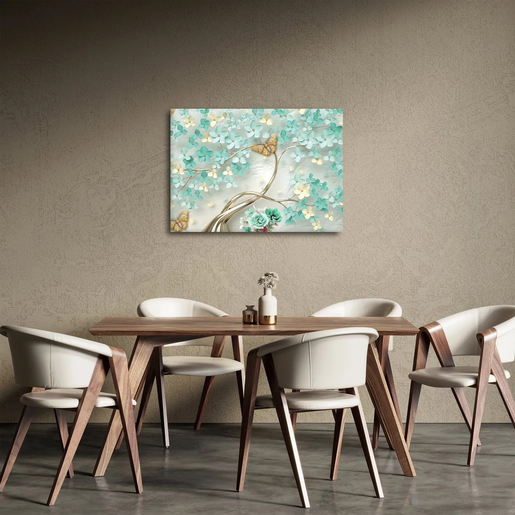 Obraz kvety s motýľmi (70x50 cm)