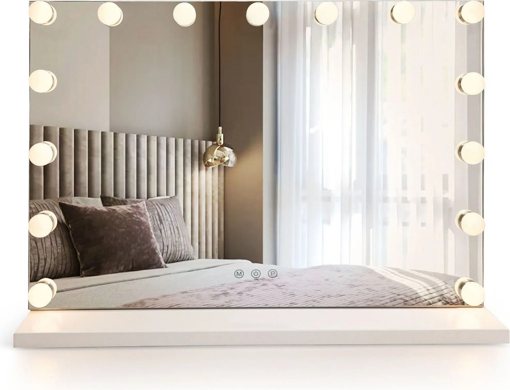 Rea Hollywood, LED zrkadlo 80x60, biela, HOM-12013