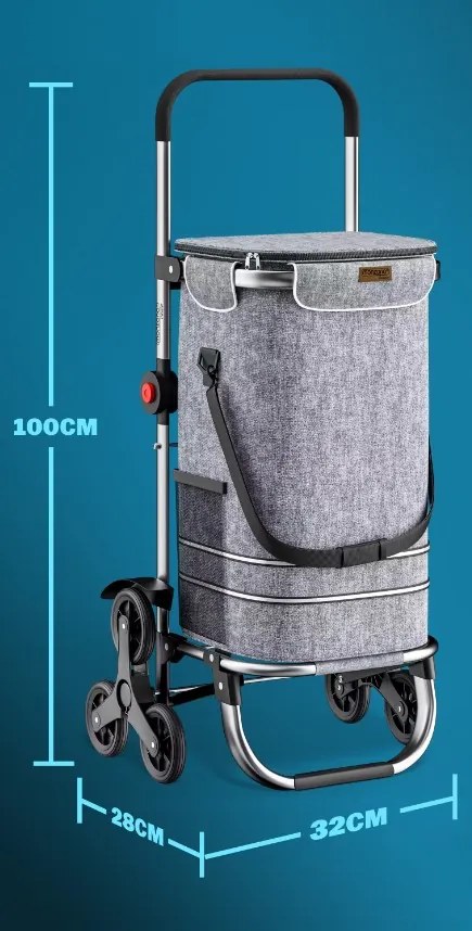 Monzana Nákupná taška na kolieskach do schodov COMFORT,50l, šedá