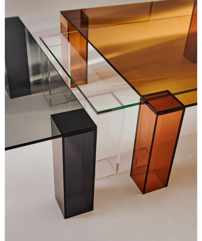 Hnedý sklenený konferenčný stolík 85x85 cm Adularia – Kave Home