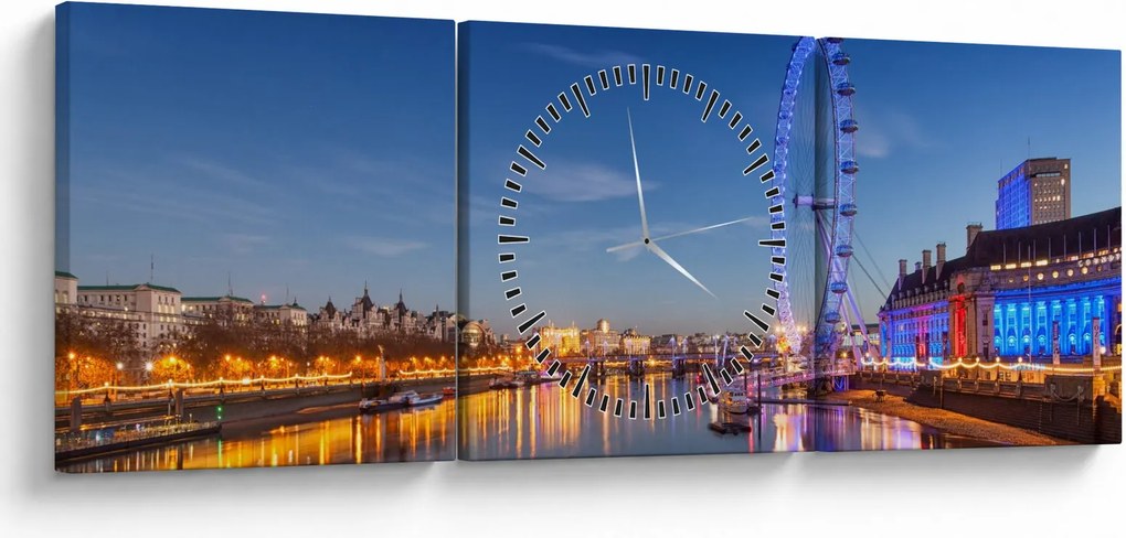 Obraz London Eye (s hodinami) (90x30 cm)