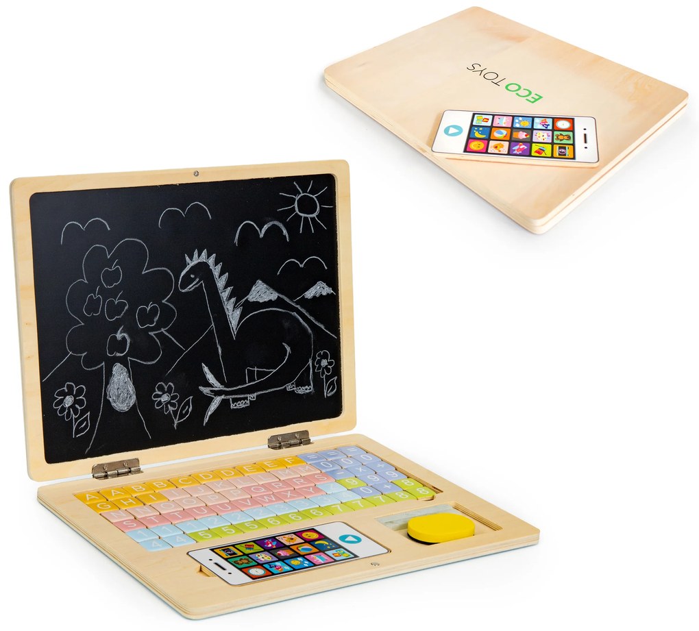 Drevený vzdelávací notebook, Ecotoys