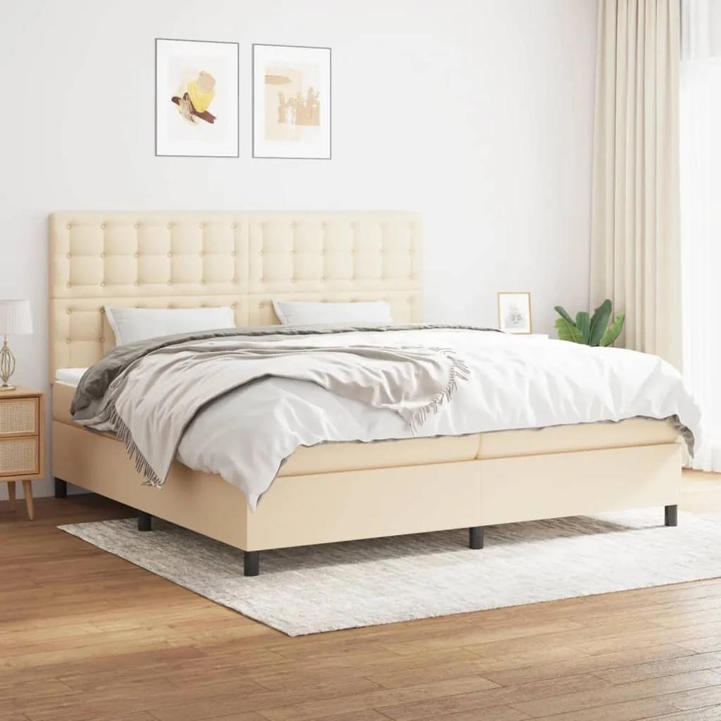 Boxspring posteľ s matracom krémová 200x200 cm látka 3142126