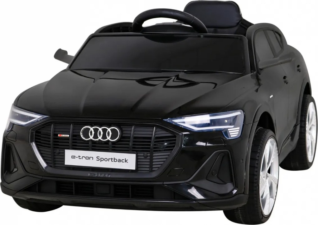 Ramiz Audi E-Tron Sportback pre deti Čierna + Pilot + pohon 4x4 + pomalý štart + rádio MP3 + LED