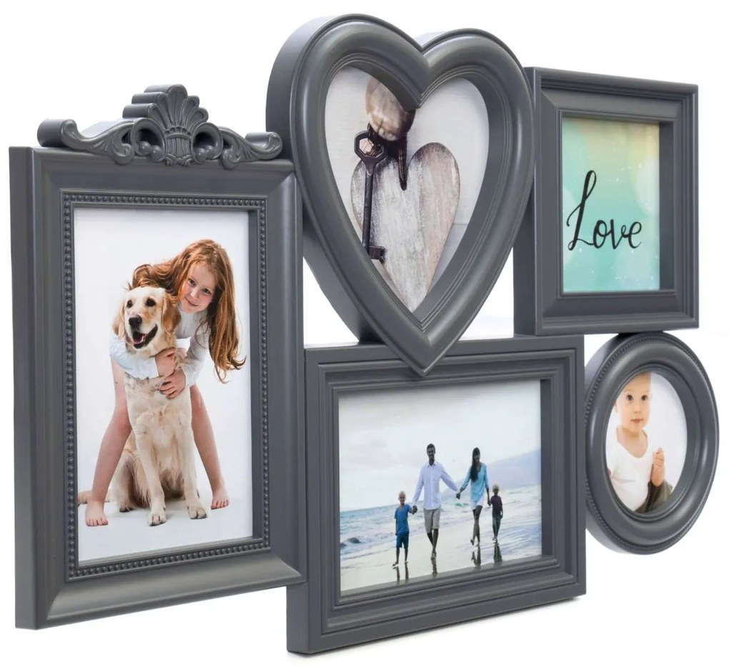Fotorámik CORAZON 5 fotografií sivý