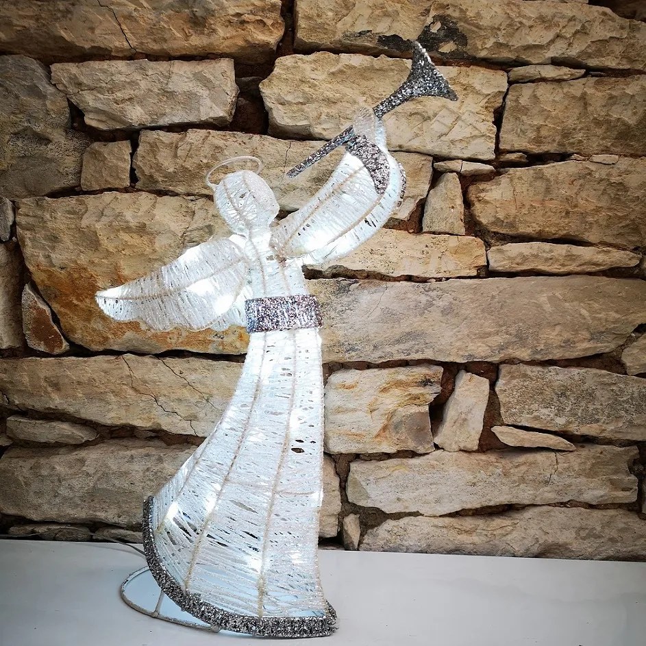 DECOLED Svetelný LED anjel 50 cm, napájaný batériami, IP44
