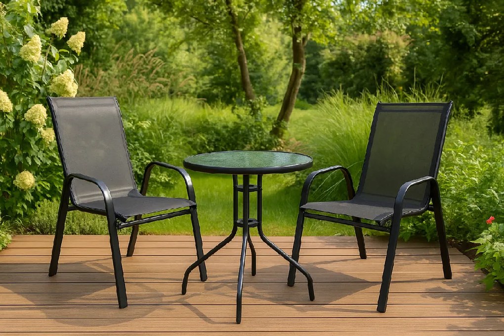 TRENDIE Zostava záhradného nábytku - 2 stoličky a stôl 60cm okrúhly