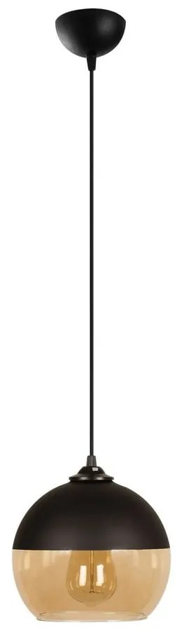 Závesné svietidlo v okrovožltej a čiernej farbe so skleneným tienidlom ø 20 cm Camini – Opviq lights