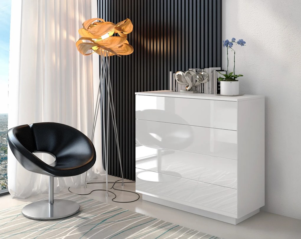 KOMODA MARION LED BIELA VYSOKÝ LESK
