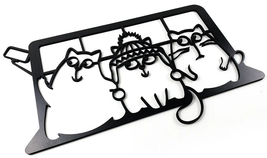 Veselá Stena Drevená nástenná dekorácia Mačičky čierne