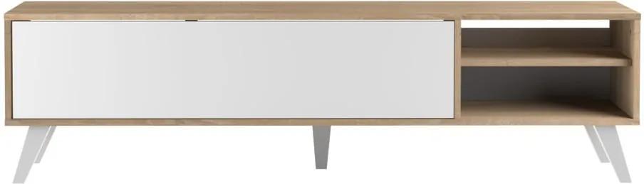 Biely televízny stolík so svetlohnedým korpusom TemaHome Prism