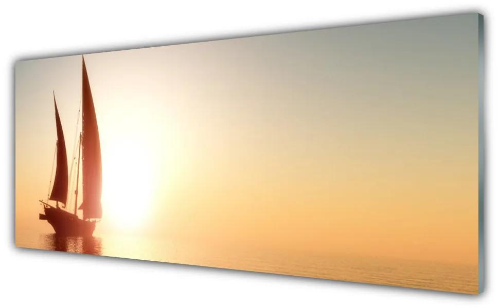 Obraz plexi Loďka more slnko krajina 125x50 cm