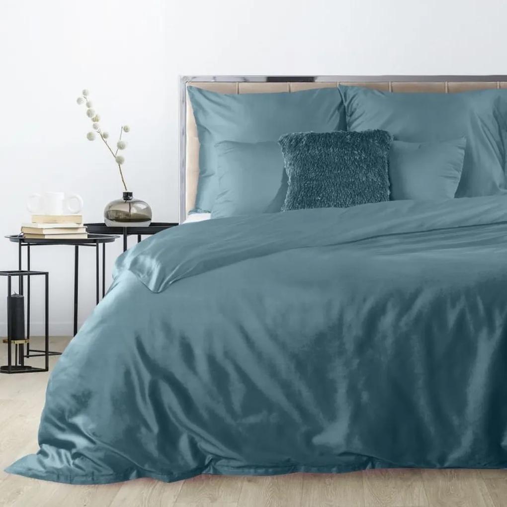 DomTextilu Luxusné posteľné obliečky z bavlneného saténu na zips v petrolejovej farbe 3 časti: 1ks 160 cmx200 + 2ks 70 cmx80 Tyrkysová 70x80 cm 27914-153801