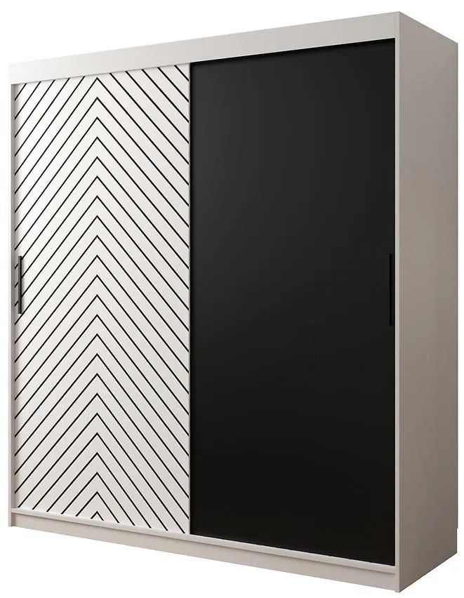 Skriňa Jodełka 180 biely/biely/čierna