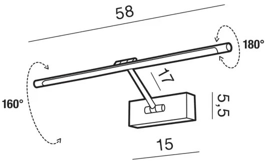 LED nástenné svietidlo Davinci 58 čierna chrom