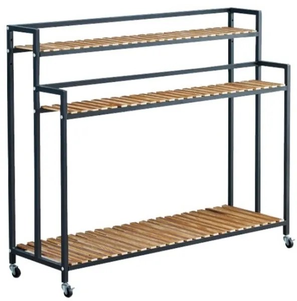 Stojan na kvety s 3 policami FLOREXA 100x40x102 cm, čierny