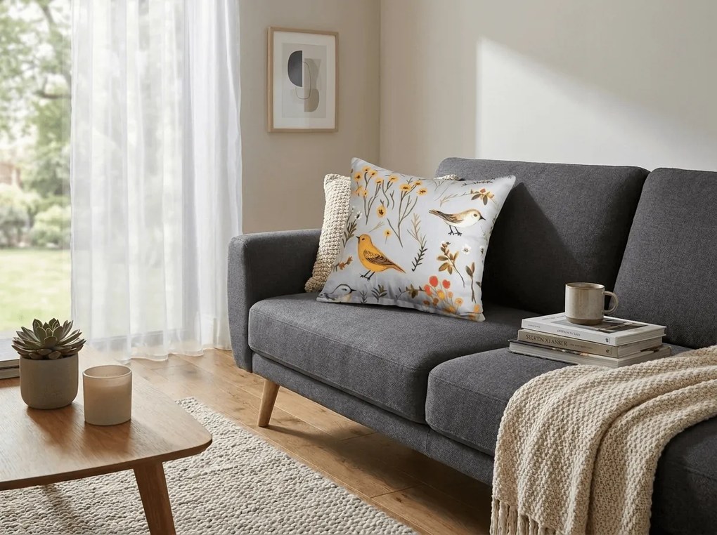 Obliečka na vankúš z mikrovlákna SPRING BIRDS 45x45 cm, farebný