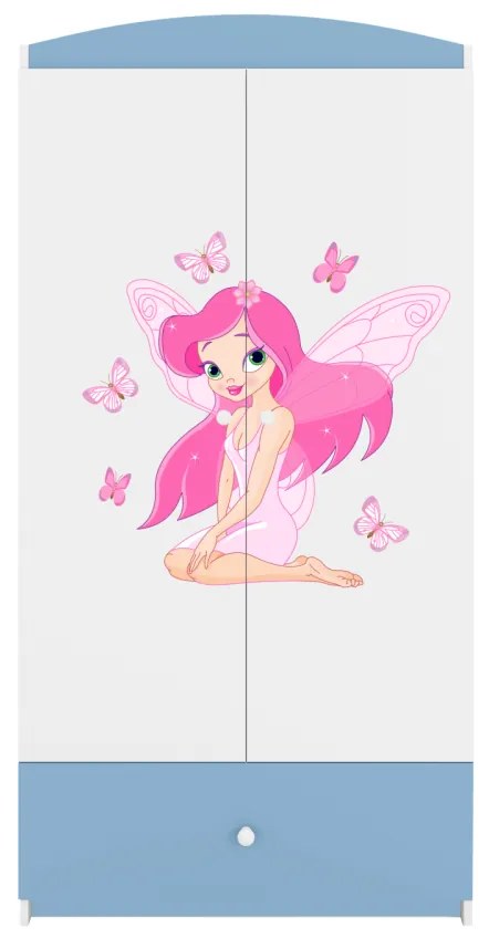 Detská skriňa Babydreams 90 cm víla s motýlikmi modrá