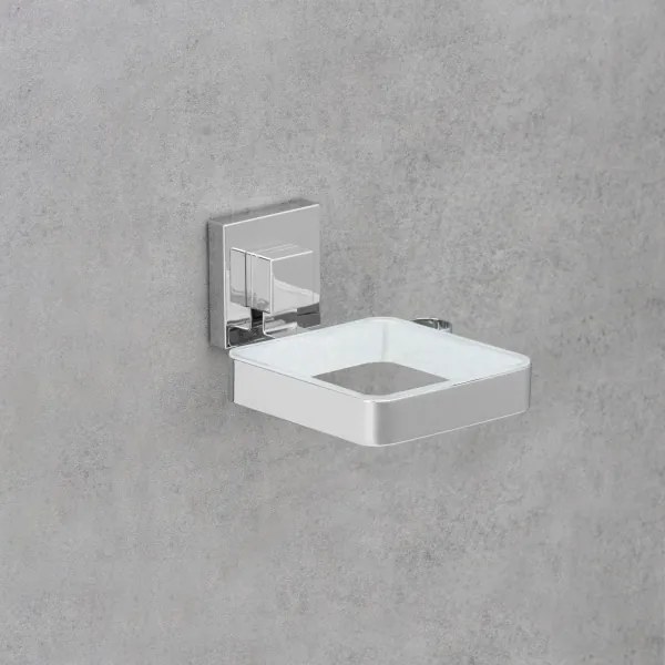 WENKO 22682100 -Držiak na fén VACUUM-LOC QUADRO ED 13,5x14 cm strieborný/chróm