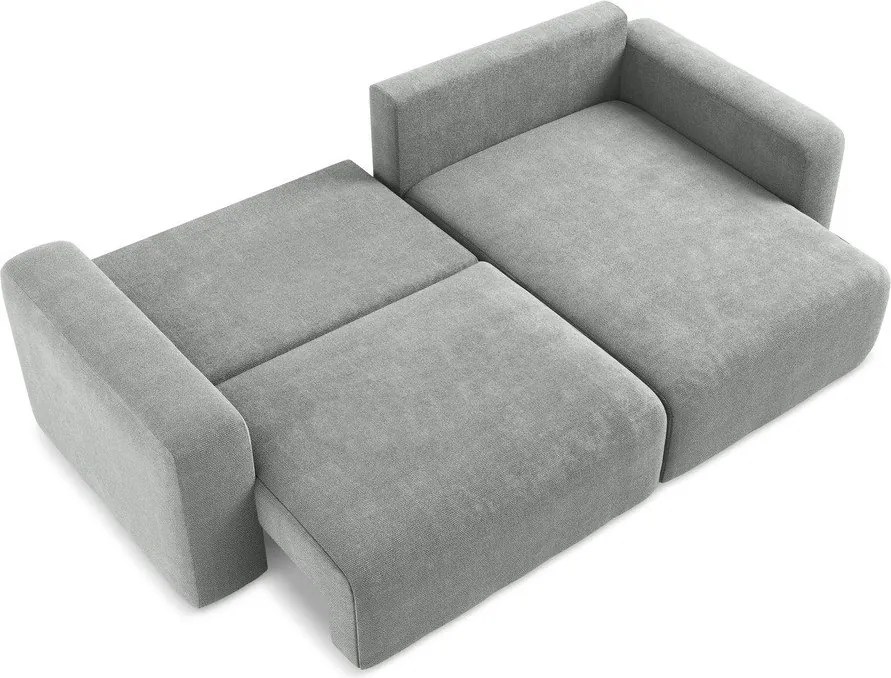 Sivá ženilková rozkladacia/s úložným priestorom rohová pohovka (pravý roh/s leňoškou) Kona – Makamii