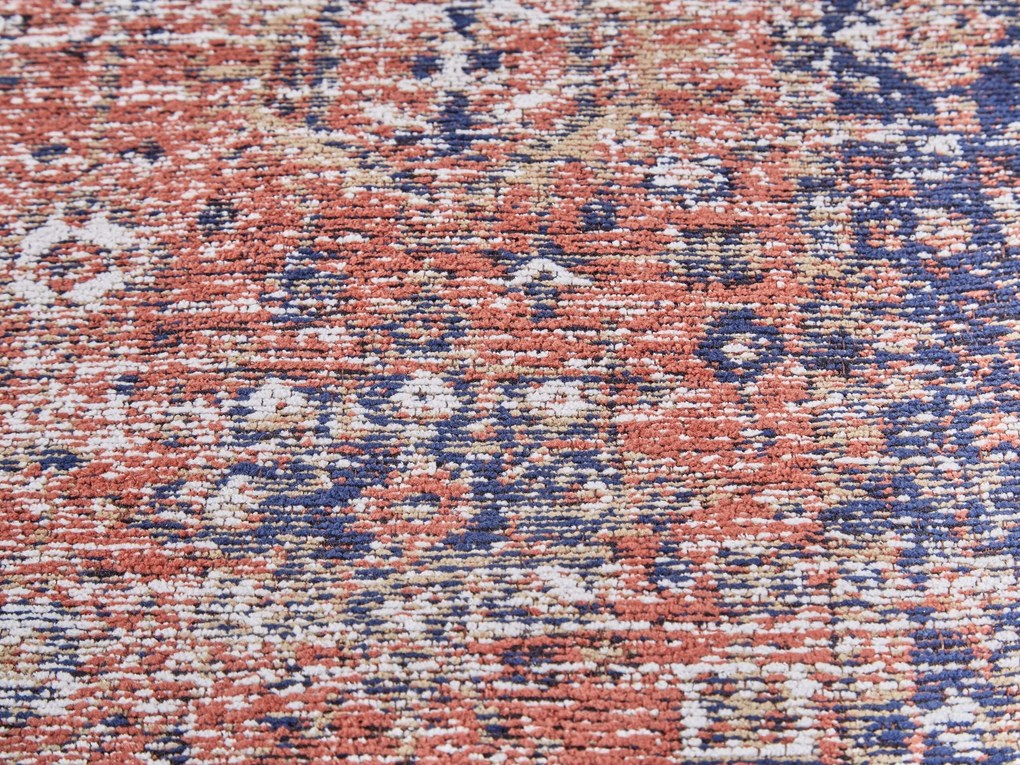 Bavlnený koberec 80 x 300 cm červená/modrá KURIN Beliani