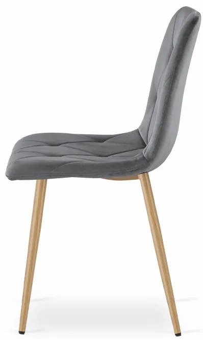 Set troch jedálenských stoličiek LIBRA zamatové tmavosivé / drevené nohy (3 ks)