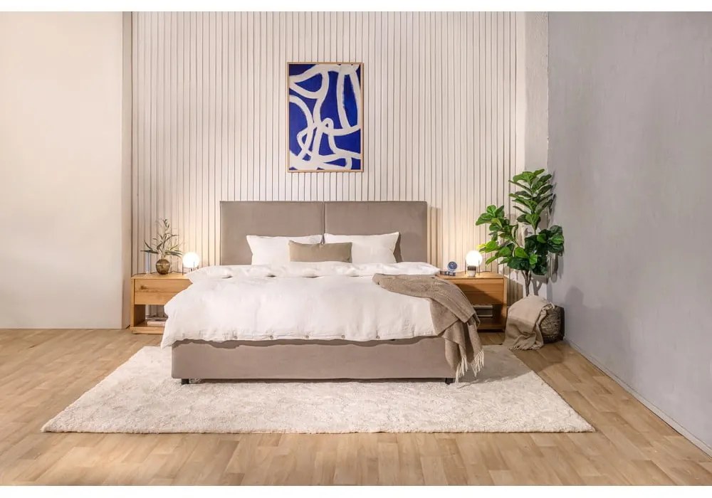 Čalúnená dvojlôžková posteľ taupe s úložným priestorom s roštom 180x200 cm Myra Bold – Bonami Selection