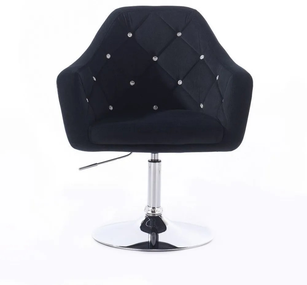 LuxuryForm DESIGN Kreslo ROMA VELUR na striebornom tanieri - čierne