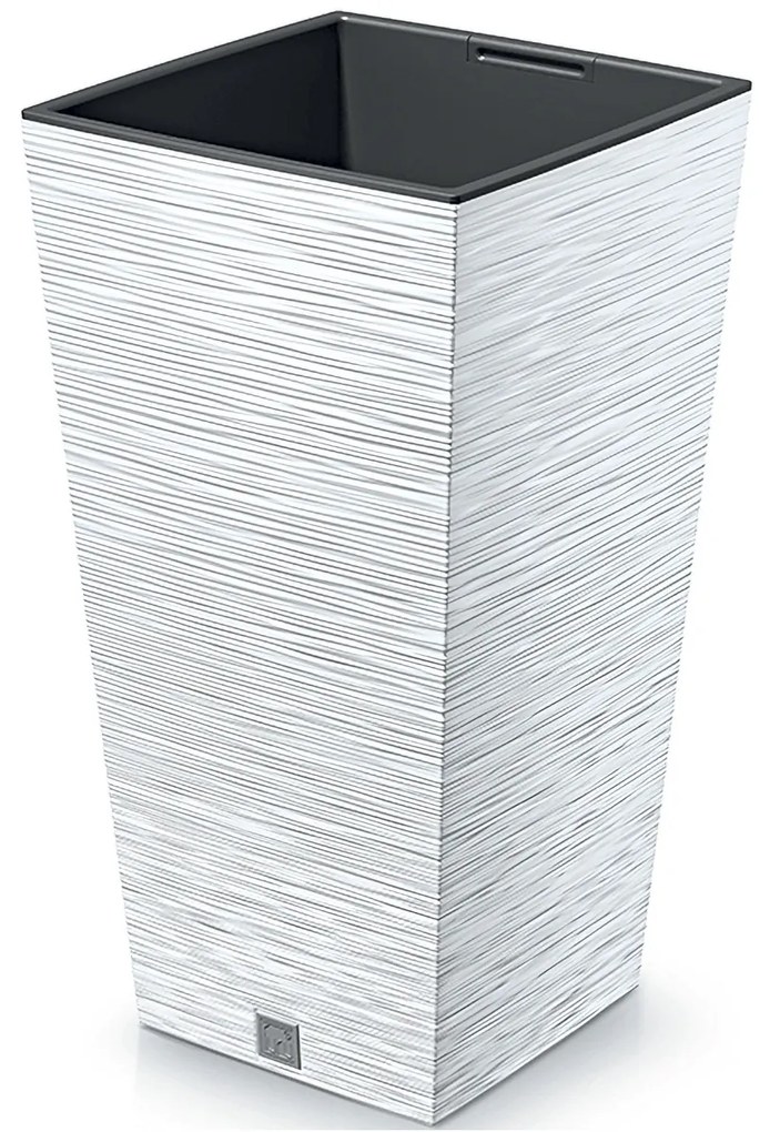 Vysoký plastový kvetináč DFSH400 39,5 cm - biela
