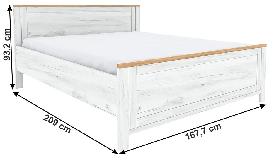 Manželská posteľ Sudbury Z2 160x200 cm - dub craft zlatý / dub craft biely