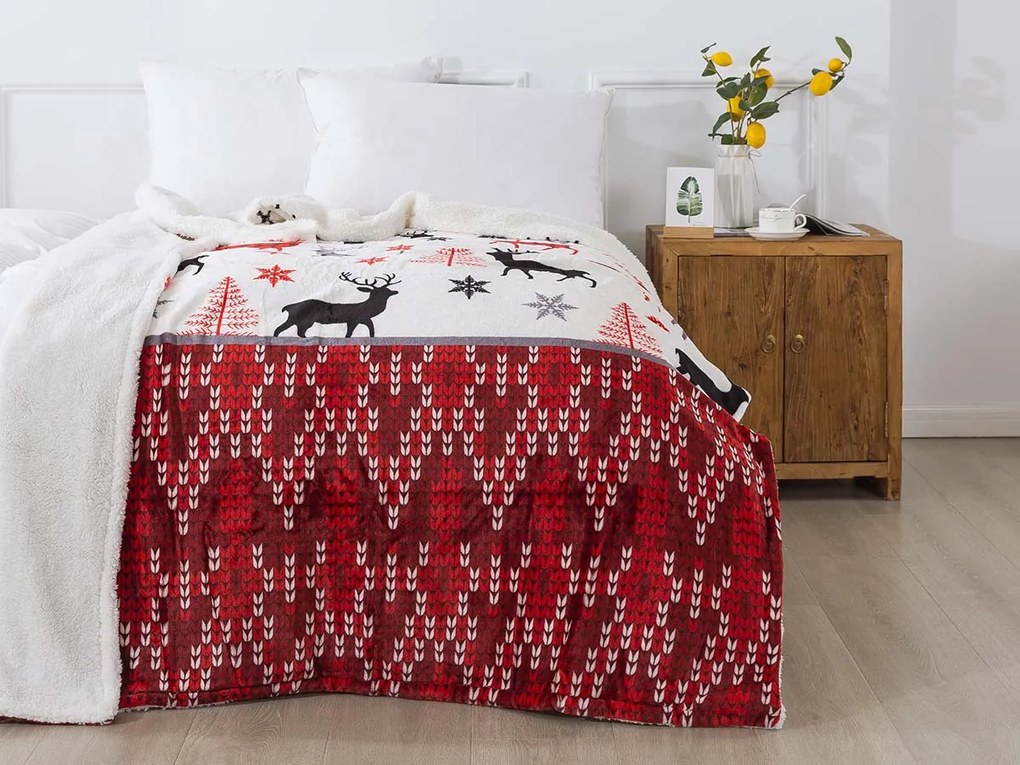 XPOSE® Mikroplyšová deka LYANA s baránkom - červená 140x200 cm