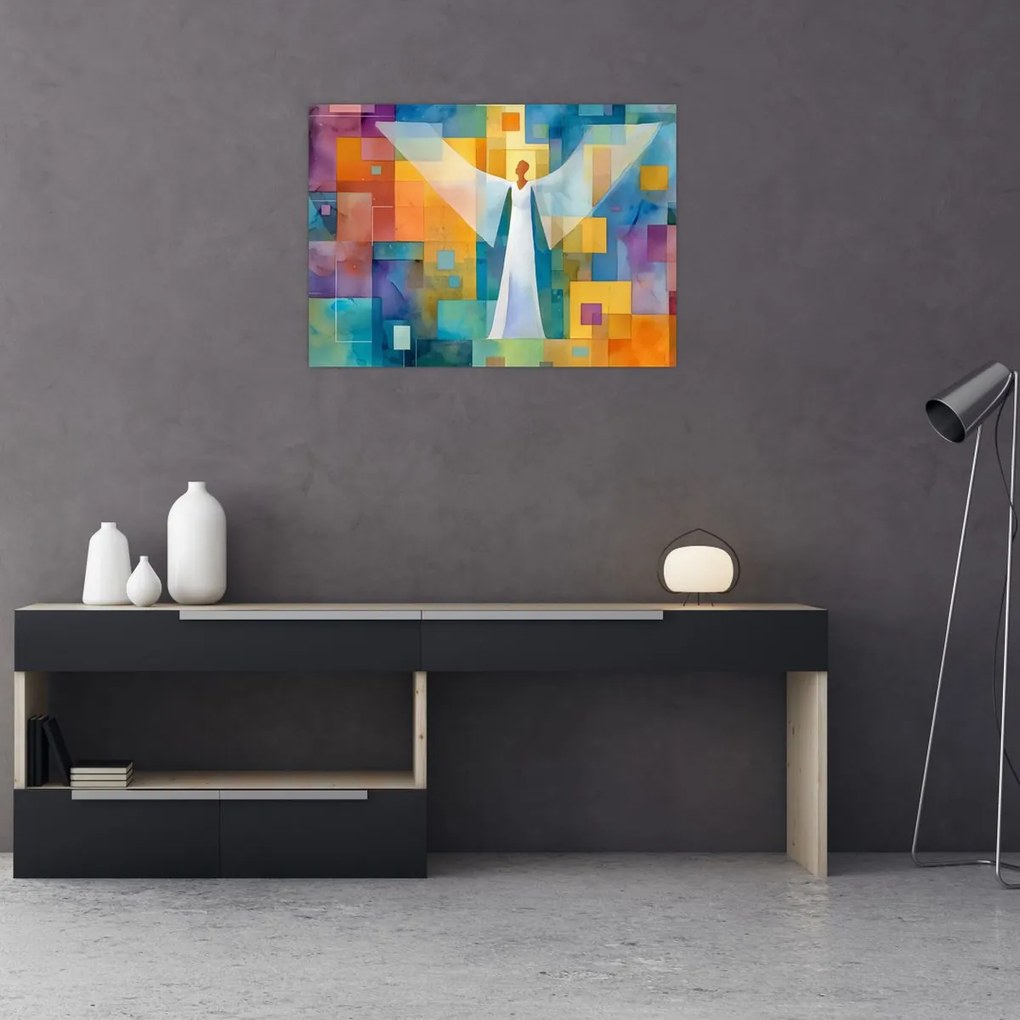 Sklenený obraz - Geometrický anjel (70x50 cm)