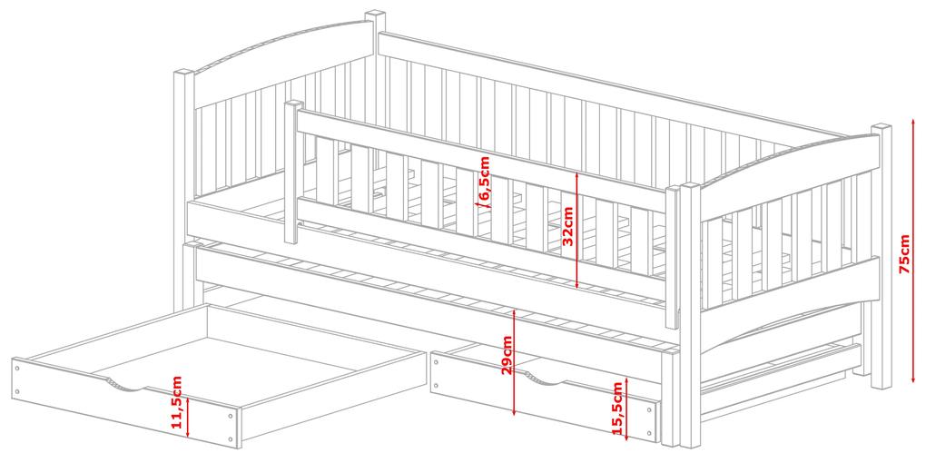 Detská posteľ 90 x 190 cm Amalia (s roštom a úl. priestorom) (grafit). Vlastná spoľahlivá doprava až k Vám domov. 1013050