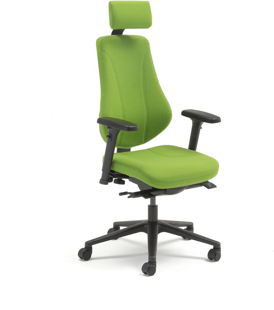 Kancelárska stolička ALFORD, zelená, s nastaviteľnými podrúčkami a opierkou