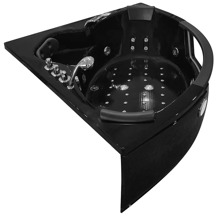 M-SPA - Čierna kúpeľňová vaňa SPA TURBO s hydromasážou 152 x 152 x 56 cm