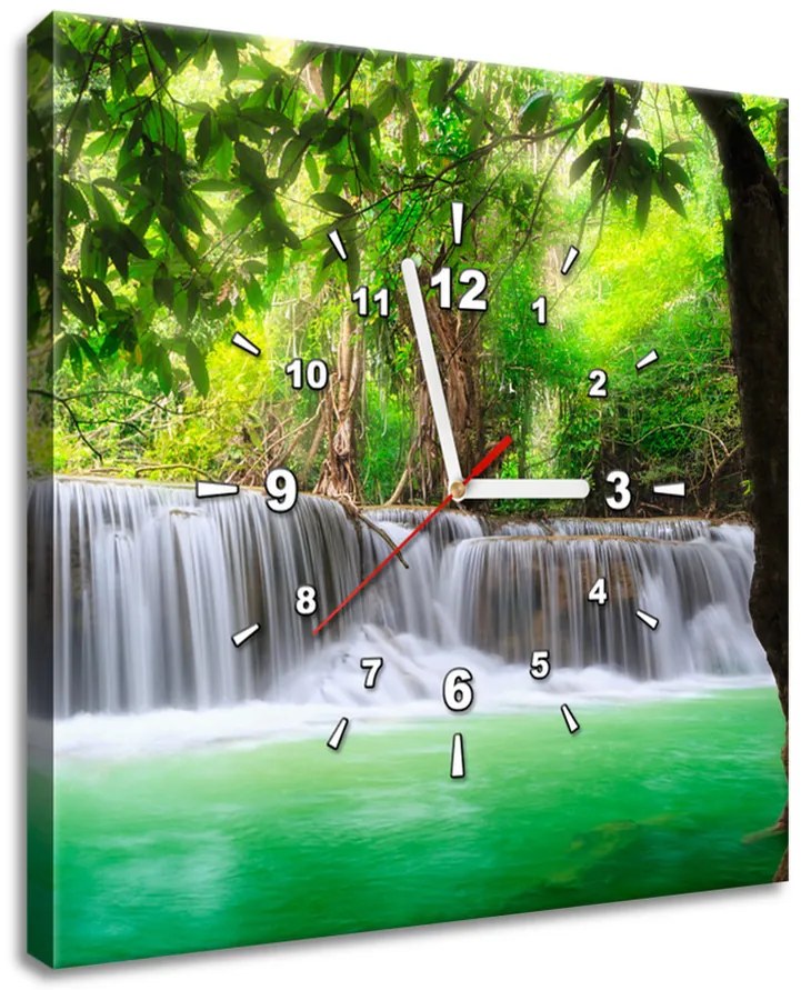 Gario Obraz s hodinami Thajsko a vodopád v Kanjanaburi Rozmery: 100 x 40 cm