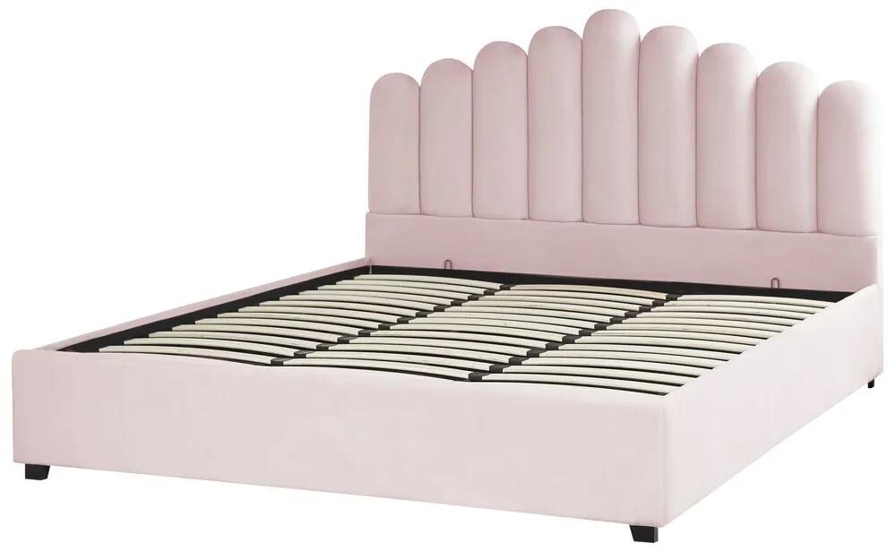Manželská posteľ 180 cm Valhala (ružová) (s roštom a úložným priestorom). Vlastná spoľahlivá doprava až k Vám domov. 1076483
