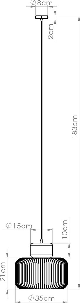 Závesné svietidlo Gabbia, 1x čierne drôtené tienidlo, drevo, (fi 35cm)