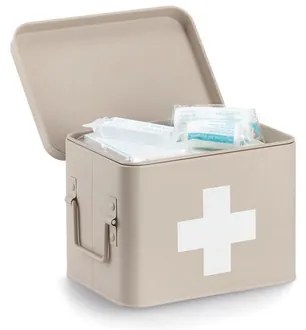 Zeller Present Lekárnička, kovový box na lieky, 2v1, béžový, MEDICINE 23x17x16