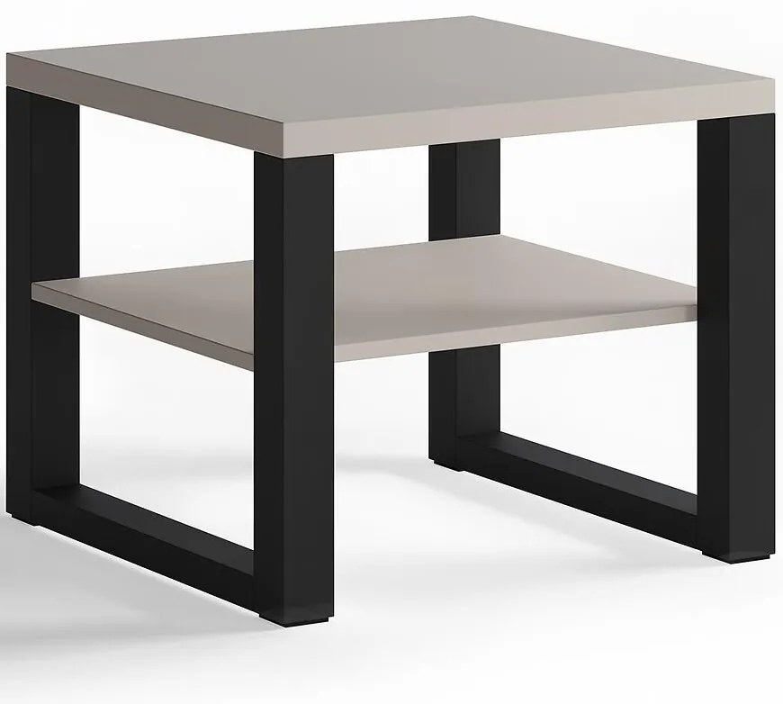 Konferenčný stolík Mona 600+ polica kašmírová/čierna