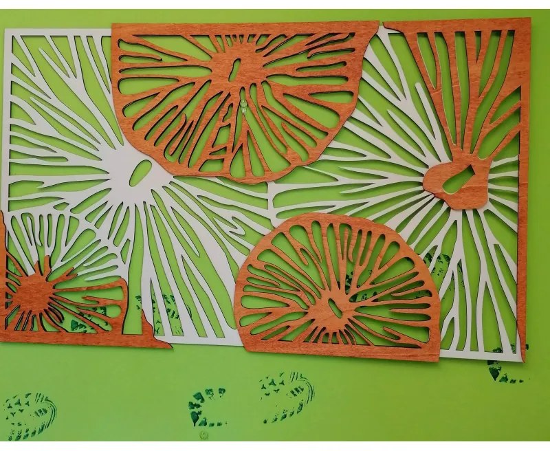 Vyrezávaný obraz na stenu z drevenej preglejky orange 3D efekt KODJAK I SENTOP PR0299 5 casti