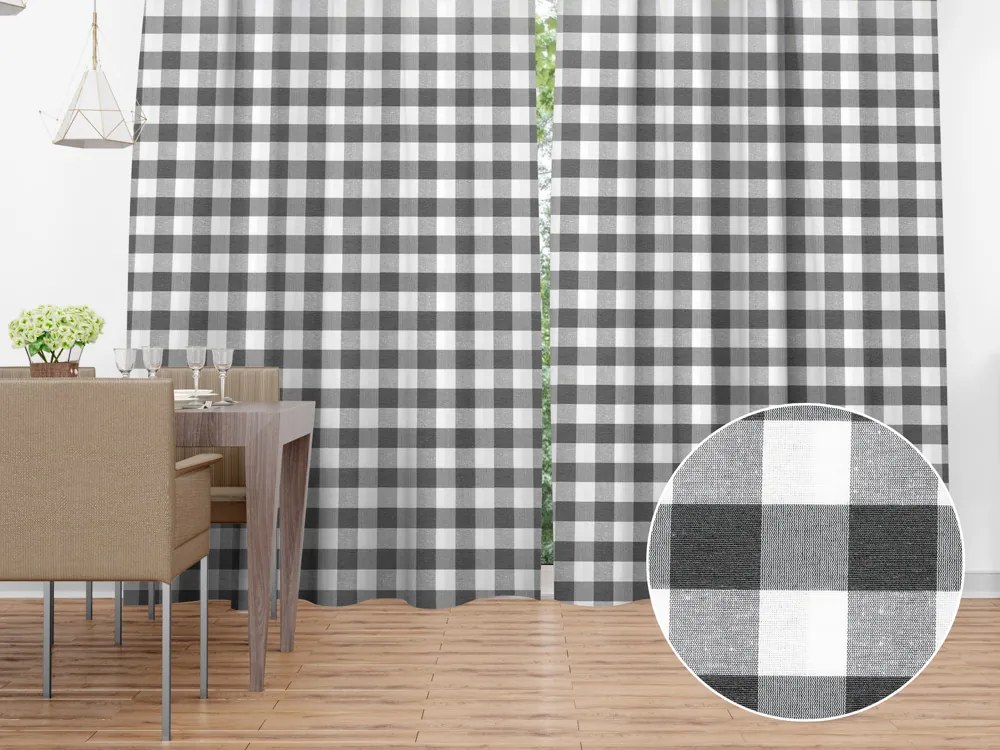 Biante Dekoračný záves Rebeka RE-010 Sivo-biela kocka veľká 130x210 cm